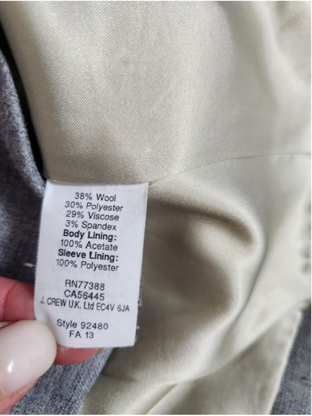 J Crew Lightweight Wool Blend Gray Two Button Blazer Size 12 Prep Preppy Office - Picture 15 of 16